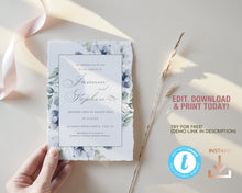 Load image into Gallery viewer, Dusty Blue Winter Berries Wedding Invitation Suite - INGRID
