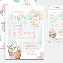 Load image into Gallery viewer, Easter Egg Hunt Birthday Girl Party Invitation
