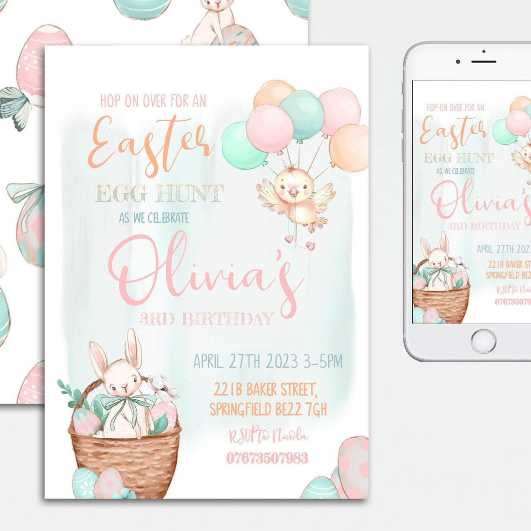 Easter Egg Hunt Birthday Girl Party Invitation