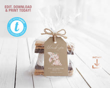 Load image into Gallery viewer, Floral Bunny Baby Girl Shower Invitation Set in Kraft Brown
