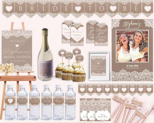 Lace & Kraft Card Bridal Party Pack