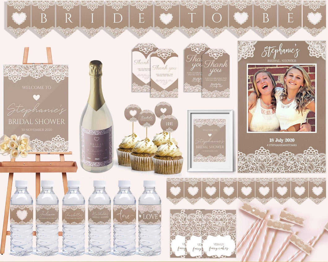 Lace & Kraft Card Bridal Party Pack