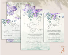 Load image into Gallery viewer, Lavender Lilac and Eucalyptus Wedding Invitation Suite - IRIS
