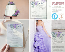 Load image into Gallery viewer, Lavender Lilac and Eucalyptus Wedding Invitation Suite - IRIS
