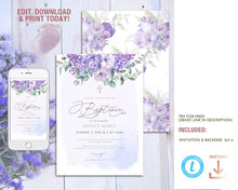 Load image into Gallery viewer, Lavender &amp; Wisteria Baptism Invitation - IRIS
