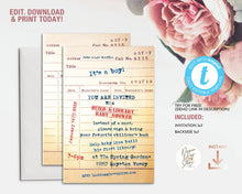 Load image into Gallery viewer, Library Card Baby Shower Invitation
