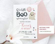 Load image into Gallery viewer, Little Boo Cute Pink Ghost Halloween Favor Tag
