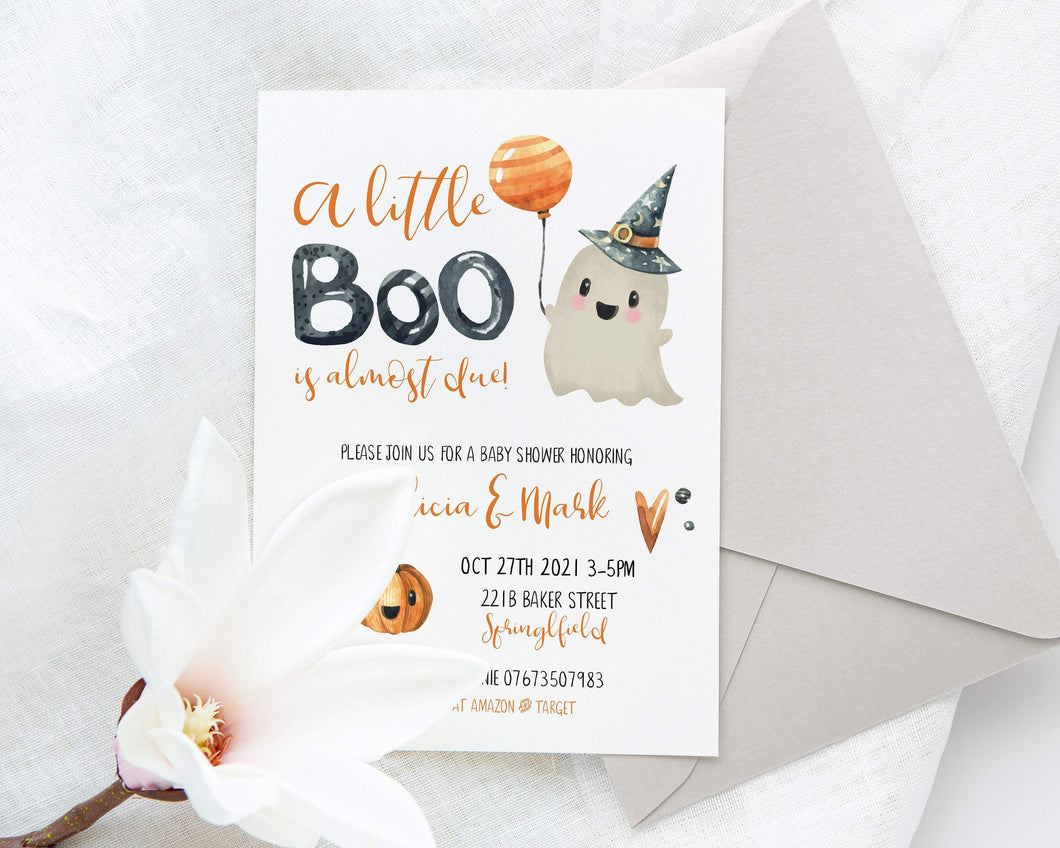 Little Boo Halloween Baby Shower Invitation