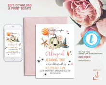 Load image into Gallery viewer, Little Pumpkin Fall Birthday Invitation in Pink
