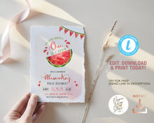 Load image into Gallery viewer, ONE in a Melon Watermelon First Birthday Invitation

