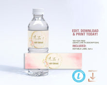 Load image into Gallery viewer, Over the Moon Blush &amp; Gold Floral Water Bottle Label
