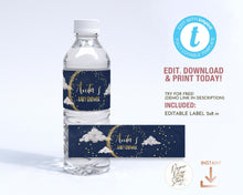 Load image into Gallery viewer, Over the Moon Navy Blue &amp; Gold Water Bottle Label
