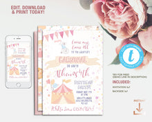 Load image into Gallery viewer, Pink Carnival Birthday Invitation
