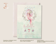 Load image into Gallery viewer, Pink Little Mermaid Birthday Invitation
