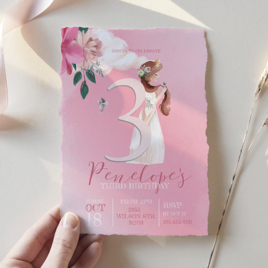 Pink Princess Fairytale Birthday Invitation
