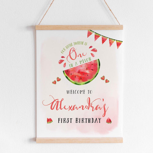 Pink Watermelon First Birthday Welcome Sign