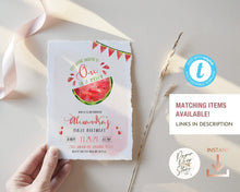 Load image into Gallery viewer, Pink Watermelon Party Food Label Editable Template, One in a Melon, First Birthday, Printable Download
