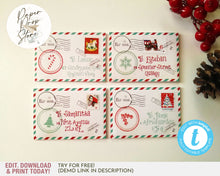 Load image into Gallery viewer, Printable Elf letters to kids, Editable Festive Christmas Elf Notes
