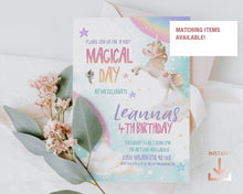 Load image into Gallery viewer, Rainbow &amp; Unicorn Birthday Party Favor Tag
