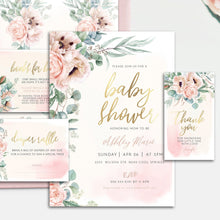 Load image into Gallery viewer, Rose and Eucalyptus Baby Shower Invitation Set - ROSANNA
