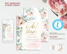 Load image into Gallery viewer, Rose and Eucalyptus Bridal Shower Invitation - ROSANNA
