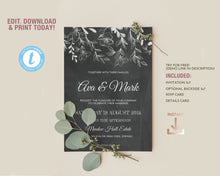 Load image into Gallery viewer, Rustic Chalkboard &amp; Lace Wedding Invitation Suite
