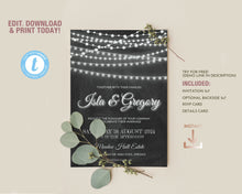 Load image into Gallery viewer, Rustic Chalkboard &amp; String Lights Wedding Invitation Suite
