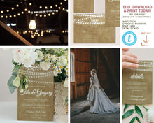 Load image into Gallery viewer, Rustic Kraft Brown &amp; String Lights Wedding Invitation Suite
