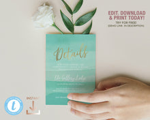 Load image into Gallery viewer, Tropical Beach Wedding Invitation Suite in Turquoise - WAVES
