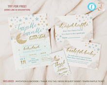 Load image into Gallery viewer, Twinkle Twinkle Little Star Baby Boy Shower Invitation Set
