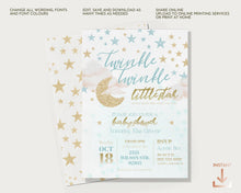 Load image into Gallery viewer, Twinkle Twinkle Little Star Baby Boy Shower Invitation Set
