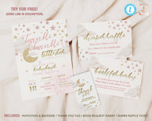 Load image into Gallery viewer, Twinkle Twinkle Little Star Baby Girl Shower Invitation Set
