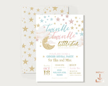 Load image into Gallery viewer, Twinkle Twinkle Little Star Baby Shower Reveal Invitation Set
