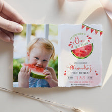 Load image into Gallery viewer, Watermelon First Birthday Photo Invitation
