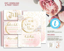 Load image into Gallery viewer, We are Over the Moon Blush Pink Baby Girl Shower Invitation Set
