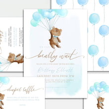 Load image into Gallery viewer, We can bearly wait Baby Boy Shower Invitation Set
