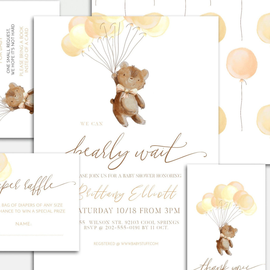 We can bearly wait Baby Shower Invitation Set