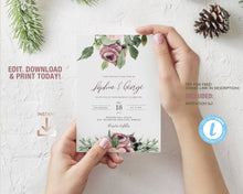 Load image into Gallery viewer, Winter Watercolor Greenery Wedding Invitation - NATALIE
