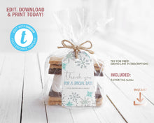 Load image into Gallery viewer, Winter Wonderland Party Favor Tag in Blue
