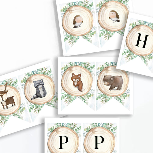 Woodland Animal Bunting Party Flags