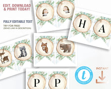 Load image into Gallery viewer, Woodland Animal Bunting Party Flags
