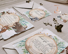 Load image into Gallery viewer, Woodland Animals &amp; Greenery Baby Shower Invitation Set
