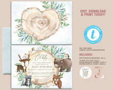 Load image into Gallery viewer, Woodland Animals &amp; Greenery Baby Shower Invitation Set
